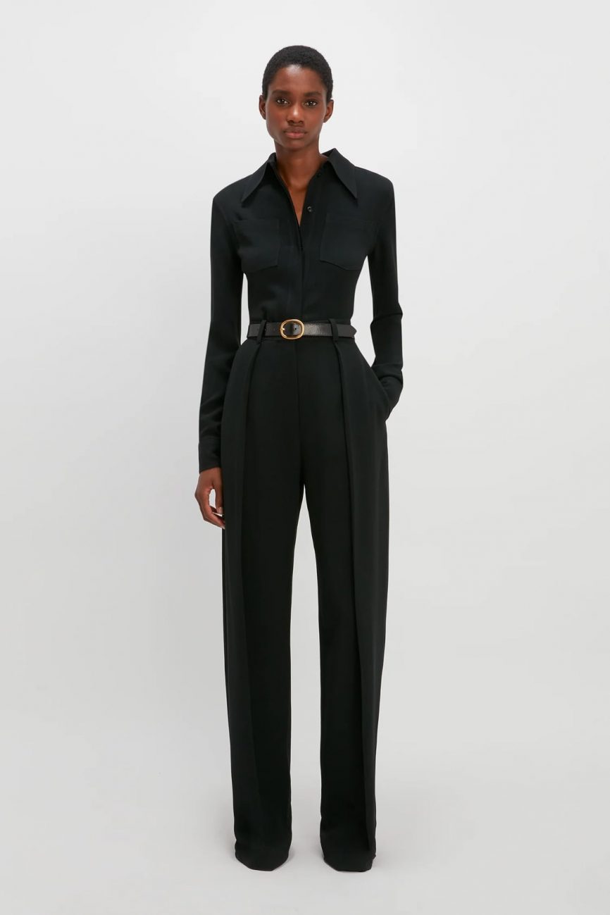Exclusive Cropped Tuxedo Trouser In Ivory